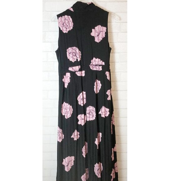 Jessica Simpson Sleeveless Pink Floral Wrap Maxi Maternity Black Dress Size L - Picture 10 of 12